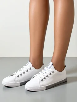 Trampki^Royalfashion Damskie eko skórzane trampki Tarene Jasny szary