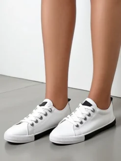 Trampki^Royalfashion Damskie eko skórzane trampki Tarenele