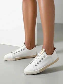 Trampki^Royalfashion Damskie eko skórzane trampki Tarene złoty