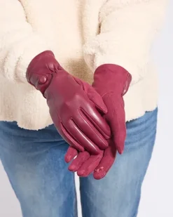 Rękawiczki^Royalfashion Damskie eko-skórzane rękawiczki Bordowy