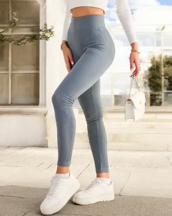 Legginsy / Tregginsy^Royalfashion Damskie elastyczne legginsy gołębi szary