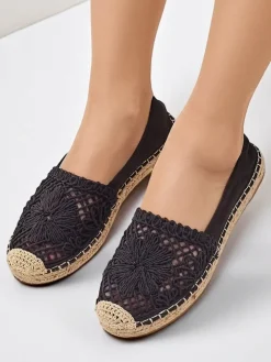 Espadryle Płaskie^Royalfashion Damskie espadryle ażurowe Verela czarny