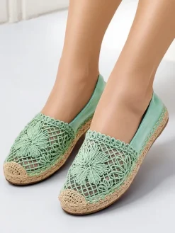 Espadryle Płaskie^Royalfashion Damskie espadryle ażurowe Verela zielony