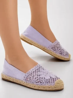 Espadryle Płaskie^Royalfashion Damskie espadryle ażurowe Verela fioletowy