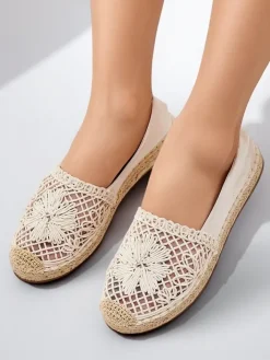 Espadryle Płaskie^Royalfashion Damskie espadryle ażurowe Verela beżowy