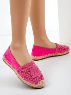 Espadryle Płaskie^Royalfashion Damskie espadryle ażurowe Verela Fuksjowy