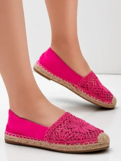 Espadryle Płaskie^Royalfashion Damskie espadryle ażurowe Verela Fuksjowy