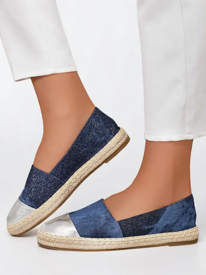 Espadryle Płaskie^Royalfashion Damskie espadryle a'la jeansowe Anerta Ecru