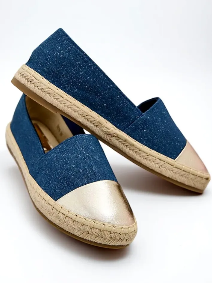 Espadryle Płaskie^Royalfashion Damskie espadryle a'la jeansowe Anerta Granatowy