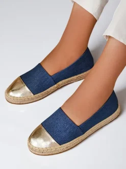 Espadryle Płaskie^Royalfashion Damskie espadryle a'la jeansowe Anerta Granatowy