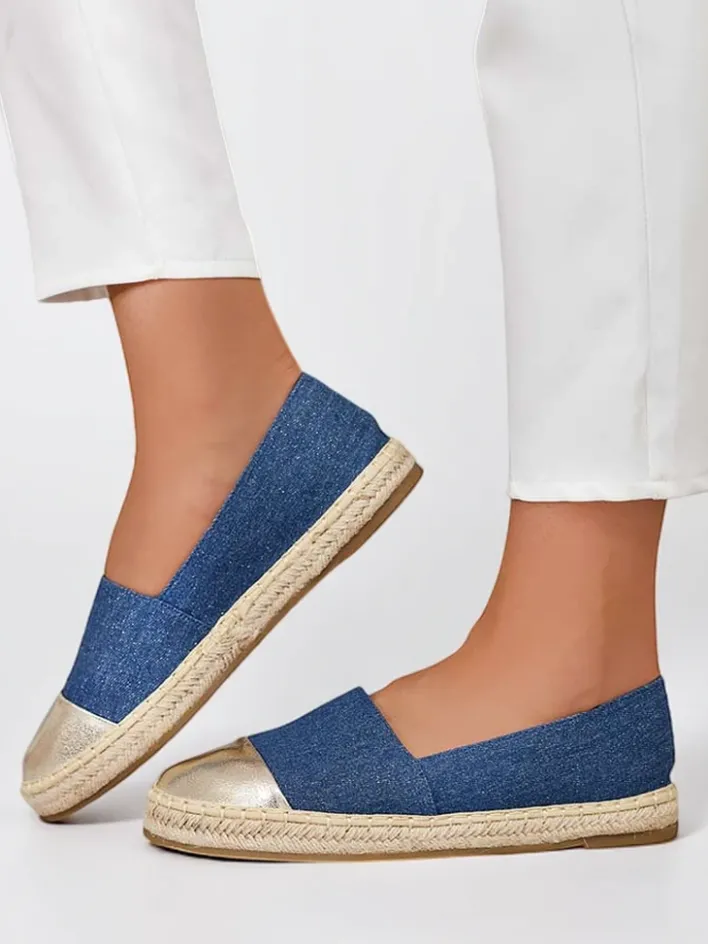 Espadryle Płaskie^Royalfashion Damskie espadryle a'la jeansowe Anerta Granatowy