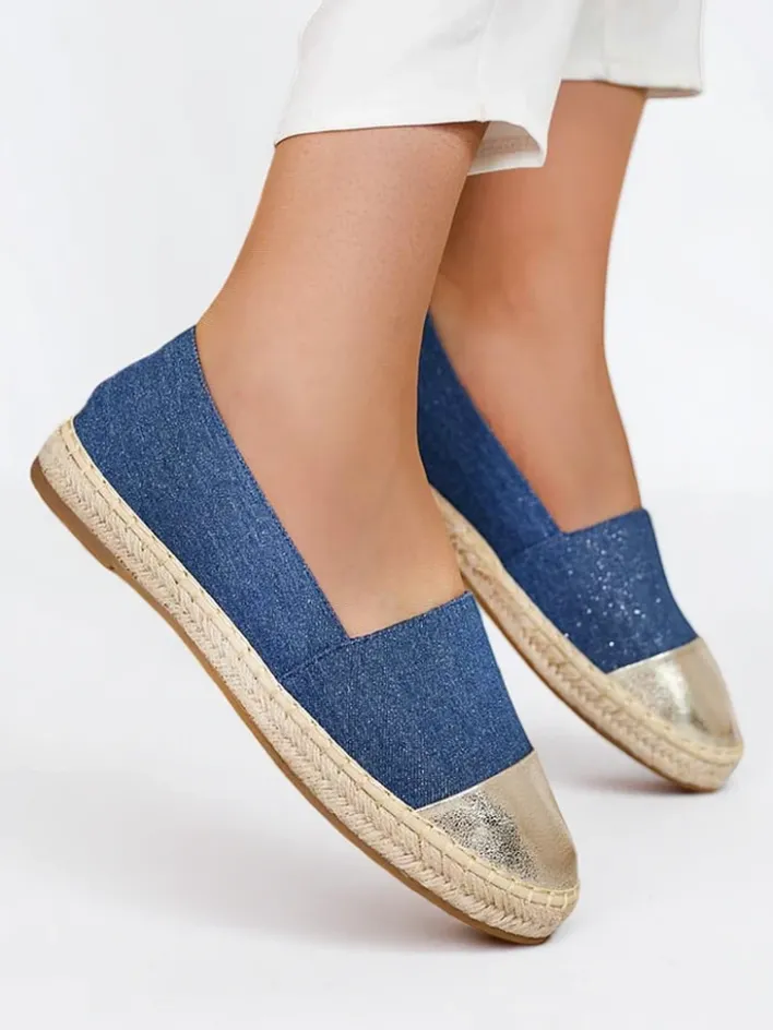 Espadryle Płaskie^Royalfashion Damskie espadryle a'la jeansowe Anerta Granatowy