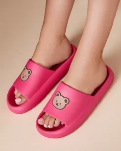 Klapki Basenowe|Klapki Płaskie^Royalfashion Damskie gumowe klapki Mabynn Fuksjowy