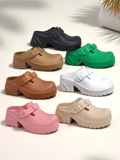 Klapki Na Obcasie^Royalfashion Damskie gumowe klapki na obcasie Voxones różowy