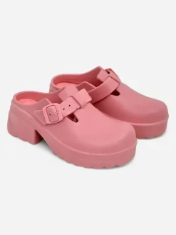 Klapki Na Obcasie^Royalfashion Damskie gumowe klapki na obcasie Voxones różowy