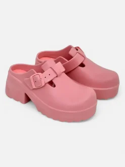 Klapki Na Obcasie^Royalfashion Damskie gumowe klapki na obcasie Voxones różowy