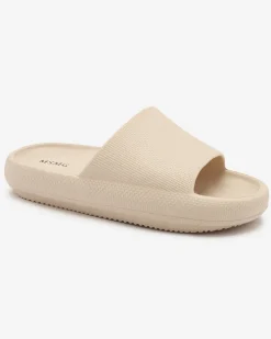 Klapki Basenowe^Royalfashion Damskie gumowe klapki z tłoczeniem w kolorze khaki Okeris brązowy