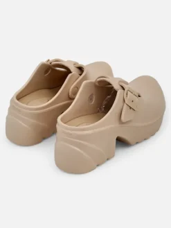 Klapki Na Obcasie^Royalfashion Damskie gumowe klapki na obcasie Voxones beżowy