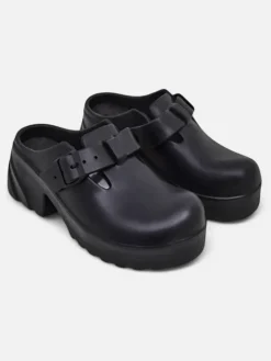 Klapki Na Obcasie^Royalfashion Damskie gumowe klapki na obcasie Voxones czarny