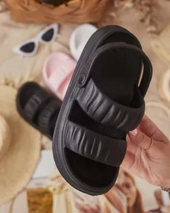 Klapki Płaskie|Klapki Basenowe^Royalfashion Damskie gumowe klapki Mallis czarny