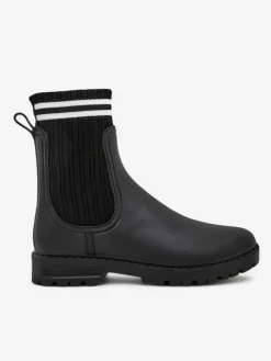 Kalosze Matowe^Royalfashion Damskie kalosze z wyższą tkaninową wstawką Scarlesa czarny