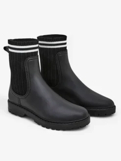 Kalosze Matowe^Royalfashion Damskie kalosze z wyższą tkaninową wstawką Scarlesa czarny