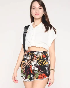 Szorty|Krótkie Spodenki^Royalfashion Damskie kolorowe szorty w kolorze czarno- pomarańczowym czarny