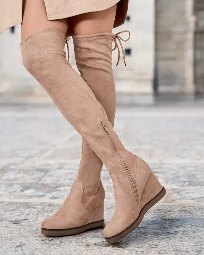 Kozaki Na Obcasie|Kozaki Za Kolano^Royalfashion Damskie kozaki za kolano Romino jasny brązowy