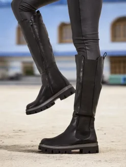 Kozaki Na Płaskim Obcasie|Kozaki Bez Ocieplenia^Royalfashion Damskie kozaki Delohis czarny