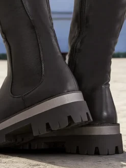 Kozaki Na Płaskim Obcasie|Kozaki Bez Ocieplenia^Royalfashion Damskie kozaki Delohis czarny