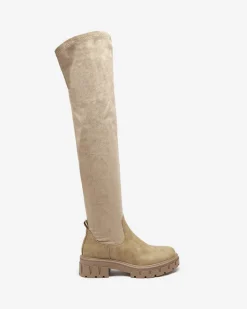 Kozaki Na Płaskim Obcasie|Kozaki Za Kolano^Royalfashion Damskie kozaki za kolano w kolorze Liki khaki