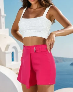 Krótkie Spodenki^Royalfashion Damskie krótkie spodenki a'la spódniczka Fuksjowy