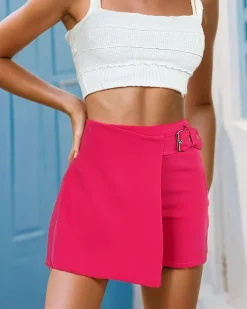 Krótkie Spodenki^Royalfashion Damskie krótkie spodenki a'la spódniczka Fuksjowy