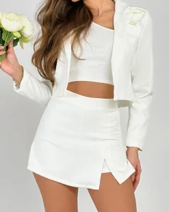 Krótkie Spodenki^Royalfashion Damskie krótkie spodenki a'la spódniczka biały
