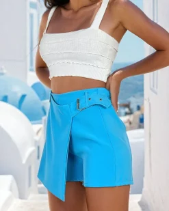 Krótkie Spodenki^Royalfashion Damskie krótkie spodenki a'la spódniczka turkusowy