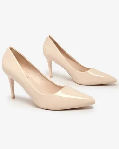 Szpilki|Klasyczne^Royalfashion Damskie lakierowane czółenka na szpilce Emeriers beżowy