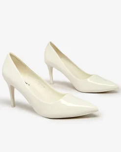 Szpilki|Klasyczne^Royalfashion Damskie lakierowane czółenka na szpilce Emeriers biały