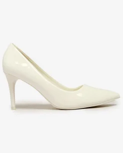 Szpilki|Klasyczne^Royalfashion Damskie lakierowane czółenka na szpilce Emeriers biały