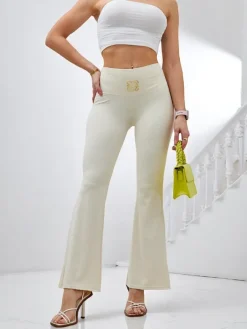 Legginsy / Tregginsy^Royalfashion Damskie legginsy z poszerzanymi nogawkami biały