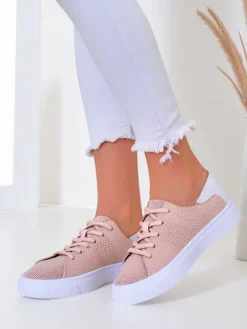 Bieganie, Ćwiczenia I Trening^Royalfashion Damskie materiałowe buty sportowe Esellaf różowy