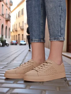 Bieganie, Ćwiczenia I Trening^Royalfashion Damskie materiałowe buty sportowe Norbiese jasny brązowy