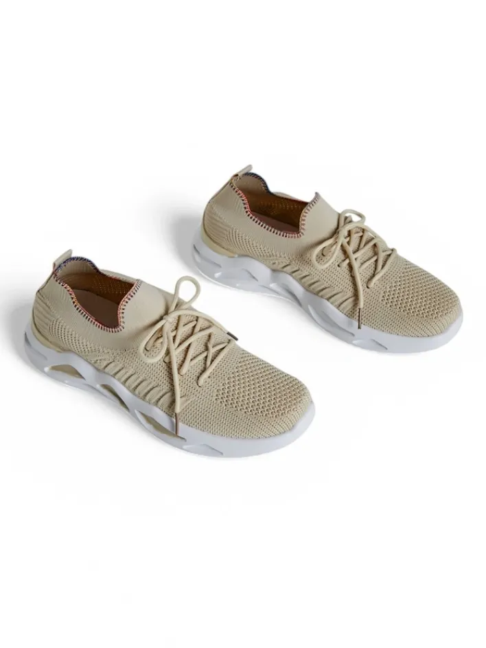 Bieganie, Ćwiczenia I Trening^Royalfashion Damskie materiałowe buty sportowe Rinsel beżowy