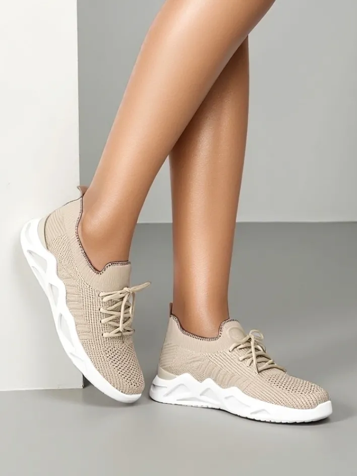 Bieganie, Ćwiczenia I Trening^Royalfashion Damskie materiałowe buty sportowe Rinsel beżowy