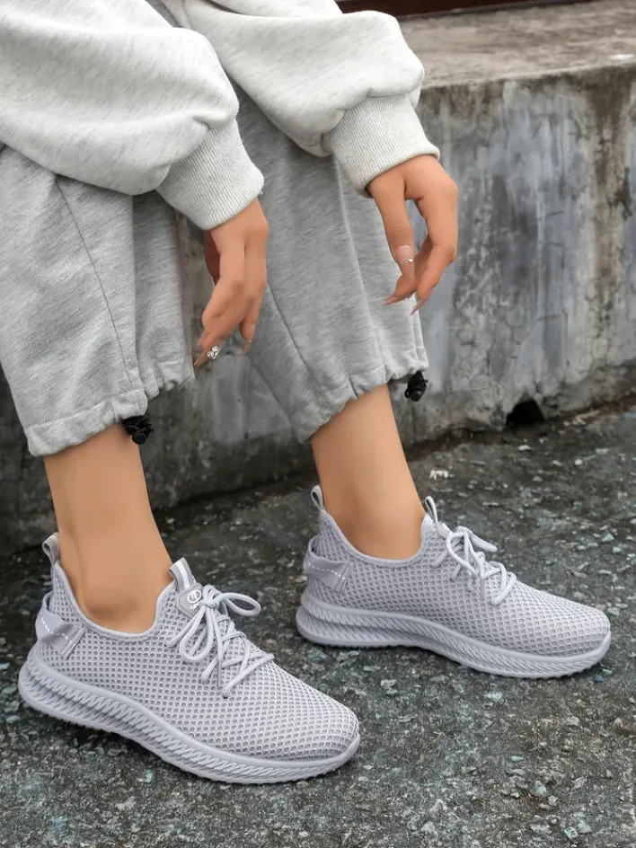 Bieganie, Ćwiczenia I Trening^Royalfashion Damskie materiałowe buty sportowe Rinsel Jasny szary