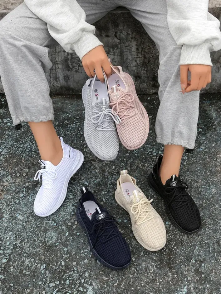 Bieganie, Ćwiczenia I Trening^Royalfashion Damskie materiałowe buty sportowe Rinsel Jasny szary