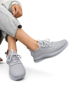 Bieganie, Ćwiczenia I Trening^Royalfashion Damskie materiałowe buty sportowe Rinsel Jasny szary