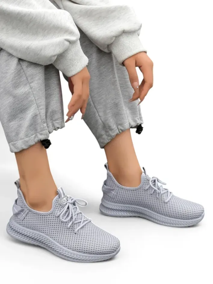 Bieganie, Ćwiczenia I Trening^Royalfashion Damskie materiałowe buty sportowe Rinsel Jasny szary