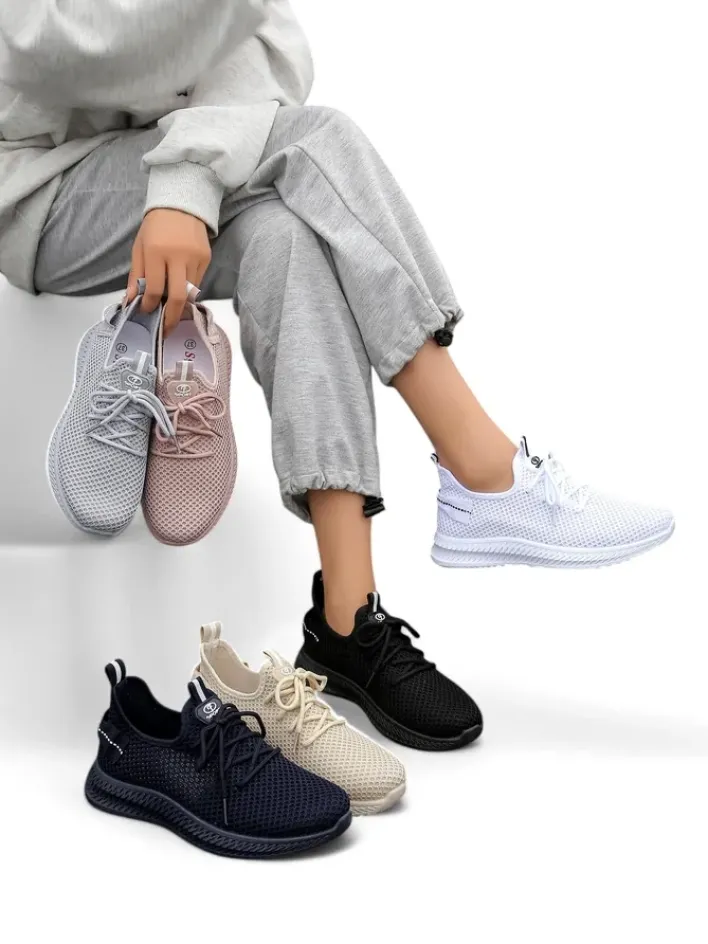 Bieganie, Ćwiczenia I Trening^Royalfashion Damskie materiałowe buty sportowe Rinsel Jasny szary