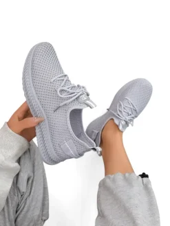 Bieganie, Ćwiczenia I Trening^Royalfashion Damskie materiałowe buty sportowe Rinsel Jasny szary