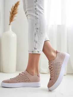 Bieganie, Ćwiczenia I Trening^Royalfashion Damskie materiałowe buty sportowe Norbiese różowy